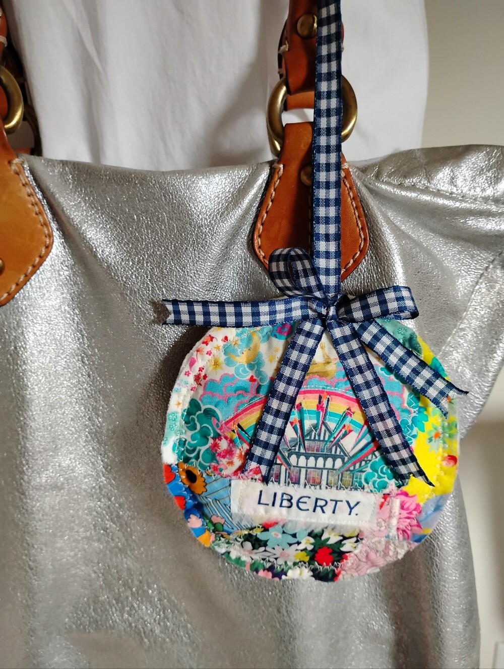 Liberty Art Fabric Tana Lawn Bag Charm Crazy Quilt Patchwork One Of A Kind Logo - Picture 7 of 8